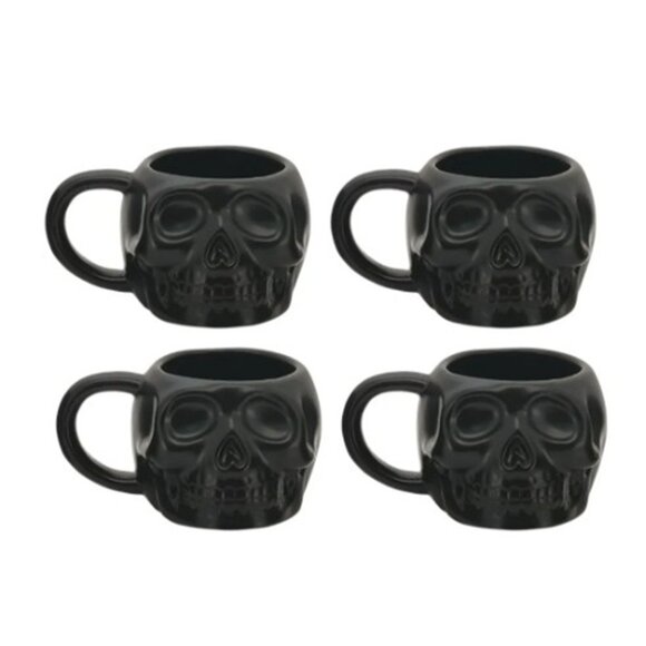 NEW Skull Mug Set of 4 Stackable Mugs Dia De Los Muertos Skulls Halloween Stonew - Picture 16 of 16